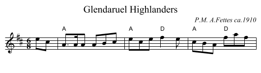 Glendaruel Highlanders - staff notation