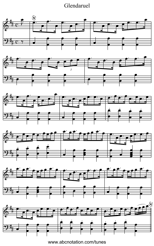 Glendaruel - staff notation