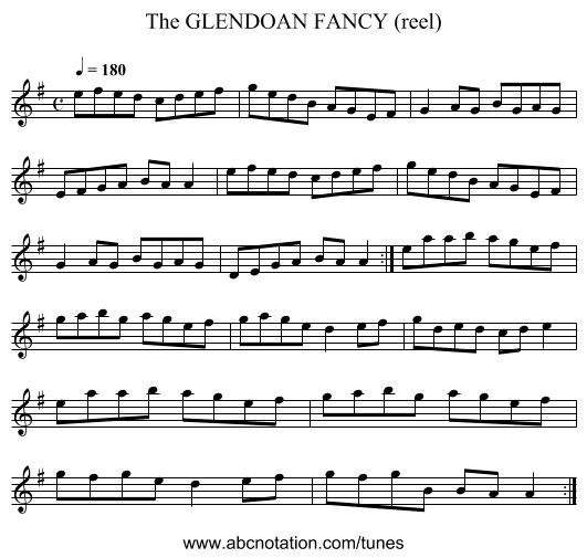 GLENDOAN FANCY (reel), The - staff notation