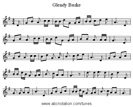 Glendy Burke - staff notation