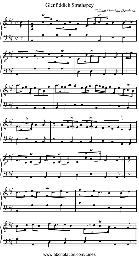Glenfiddich Strathspey - staff notation