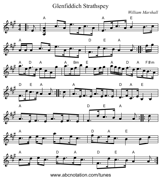 Glenfiddich Strathspey - staff notation