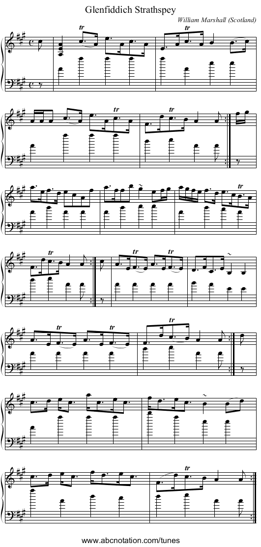 Glenfiddich Strathspey - staff notation