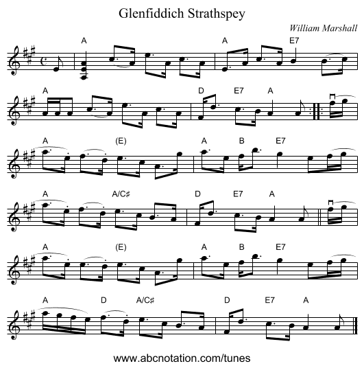 Glenfiddich Strathspey - staff notation