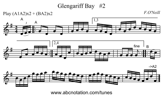 Glengariff Bay   #2 - staff notation