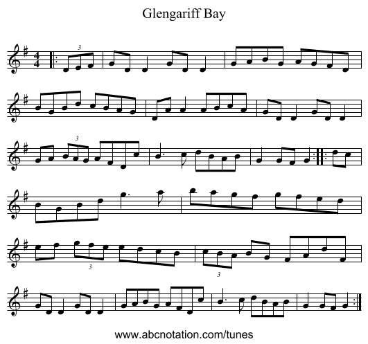 Glengariff Bay - staff notation