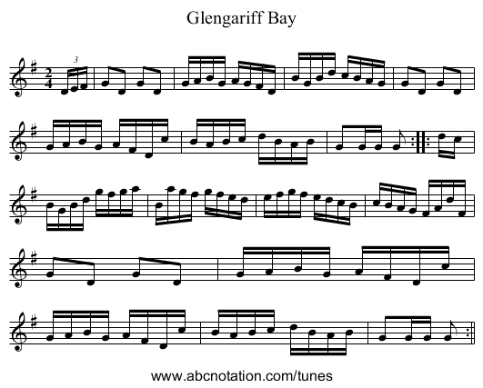 Glengariff Bay - staff notation
