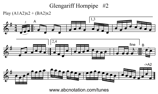 Glengariff Hornpipe #2 - staff notation