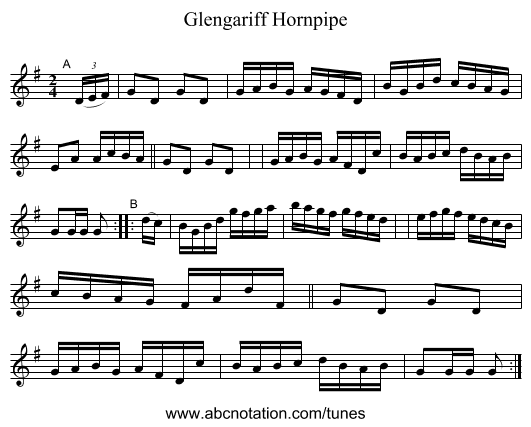 Glengariff Hornpipe - staff notation