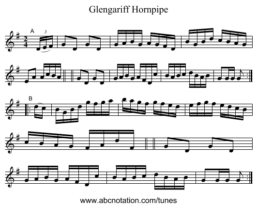 Glengariff Hornpipe - staff notation