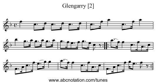 Glengarry [2] - staff notation