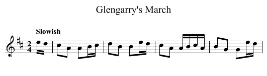 Glengarry's March - staff notation