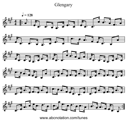 Glengary - staff notation