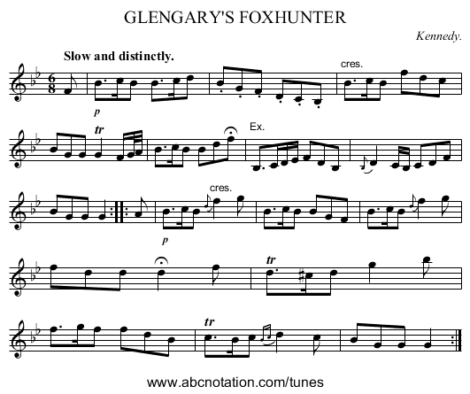 GLENGARY'S FOXHUNTER - staff notation