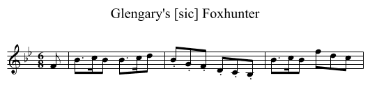 Glengary's [sic] Foxhunter - staff notation