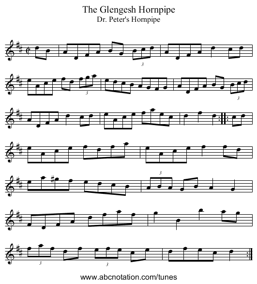 Glengesh Hornpipe, The - staff notation