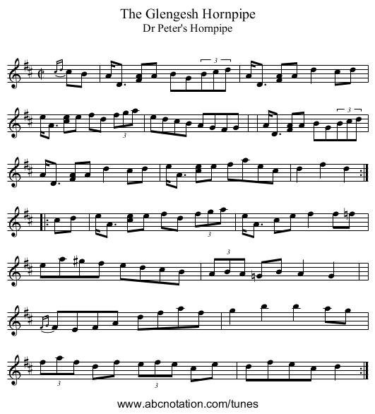 Glengesh Hornpipe, The - staff notation