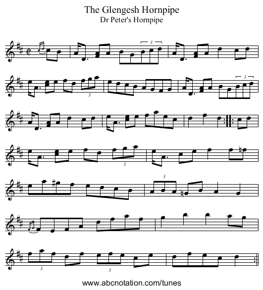 Glengesh Hornpipe, The - staff notation