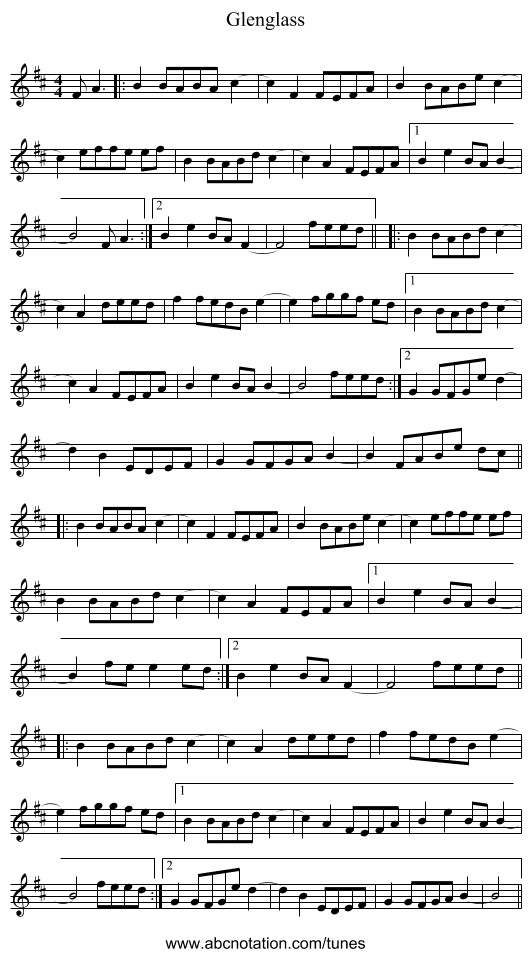 Glenglass - staff notation