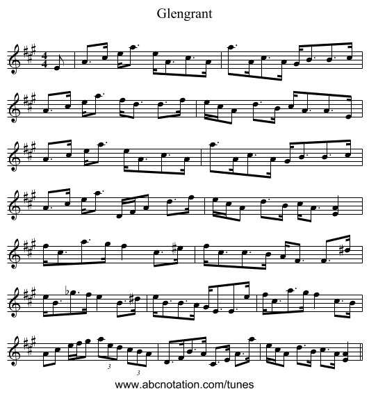 Glengrant - staff notation