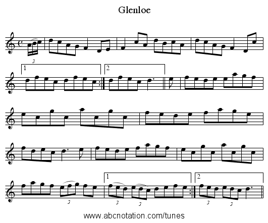 Glenloe - staff notation