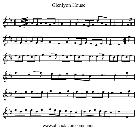 Glenlyon House - staff notation