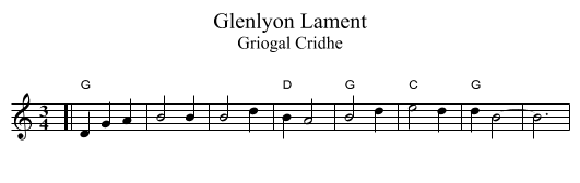 Glenlyon Lament - staff notation
