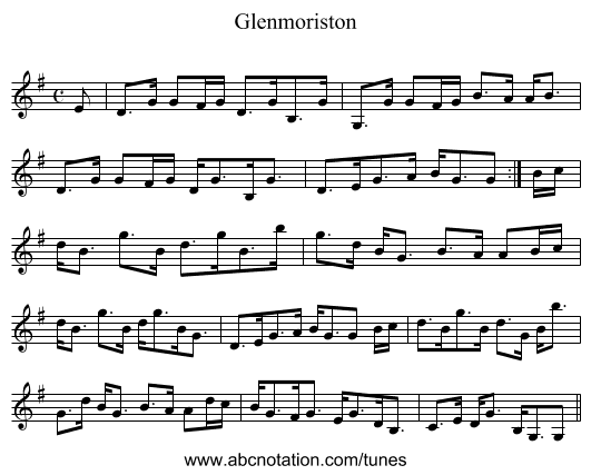 Glenmoriston - staff notation