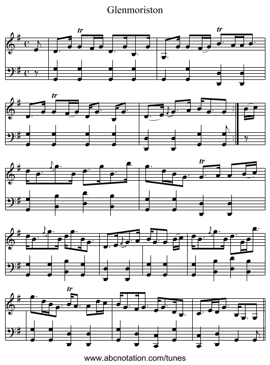 Glenmoriston - staff notation