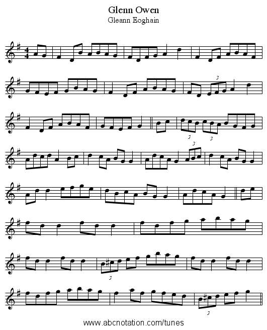 Glenn Owen - staff notation