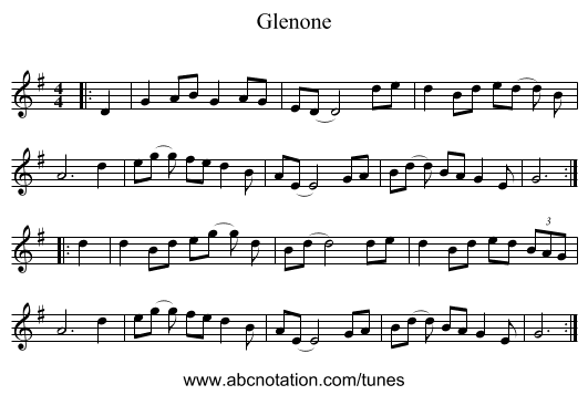 Glenone - staff notation