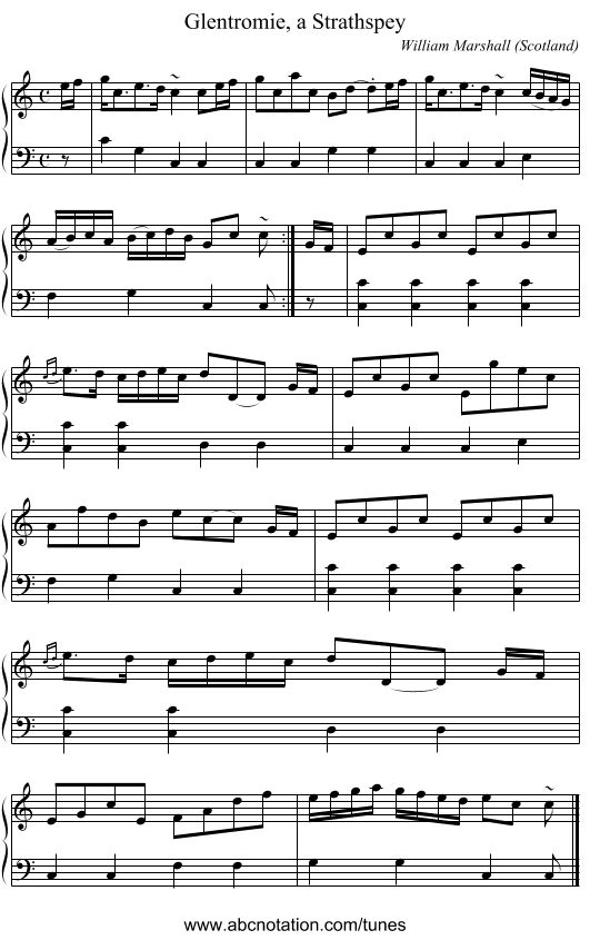 Glentromie, a Strathspey - staff notation