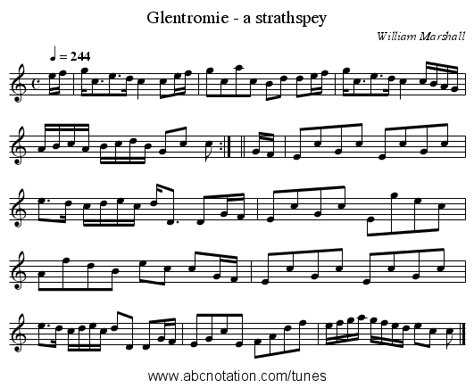 Glentromie - a strathspey - staff notation