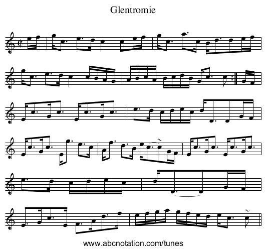 Glentromie - staff notation