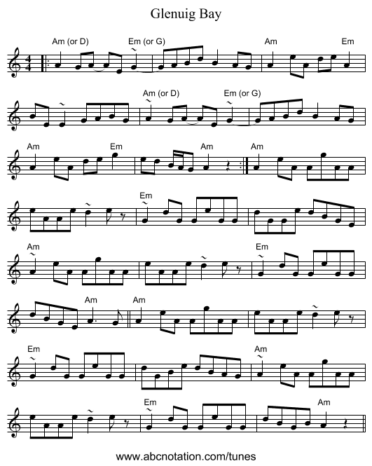 Glenuig Bay - staff notation