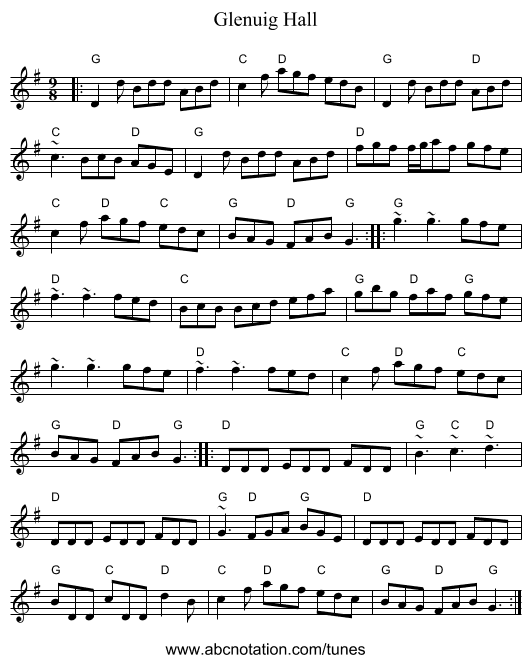 Glenuig Hall - staff notation