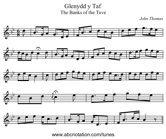 Glenydd y Taf - staff notation