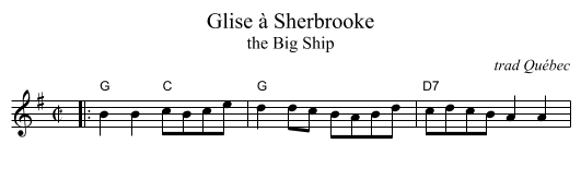 Glise &agrave; Sherbrooke - staff notation
