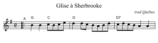 Glise &agrave; Sherbrooke - staff notation