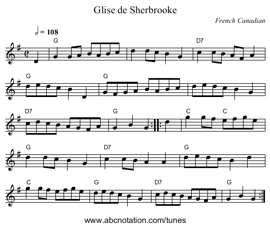 Glise de Sherbrooke - staff notation