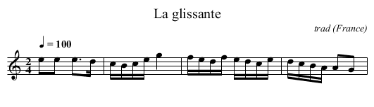 glissante, La  - staff notation
