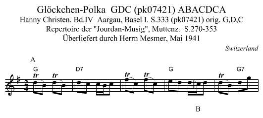 Glöckchen-Polka  GDC (pk07421) ABACDCA - staff notation