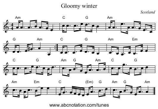Gloomy winter - staff notation