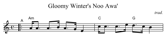 Gloomy Winter's Noo Awa' - staff notation