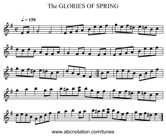 GLORIES OF SPRING, The - staff notation