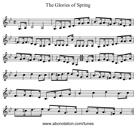 Glories of Spring, The - staff notation