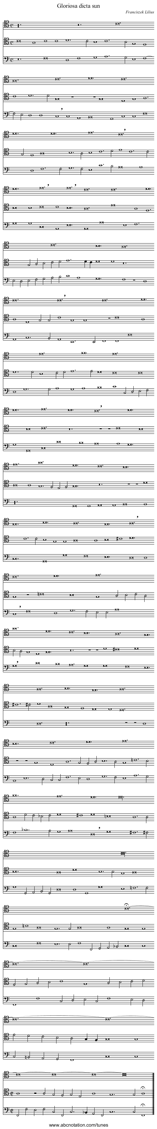 Gloriosa dicta sun - staff notation