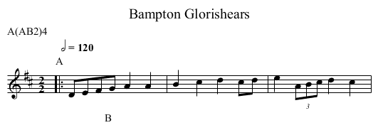 Glorishears, Bampton - staff notation