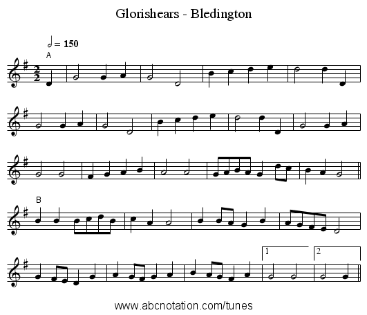 Glorishears - Bledington - staff notation