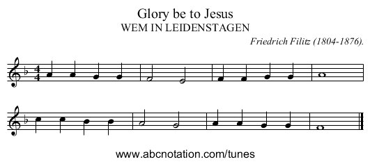 Glory be to Jesus - staff notation